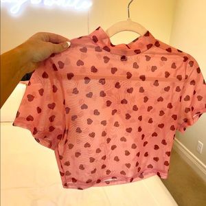 pink mesh crop top